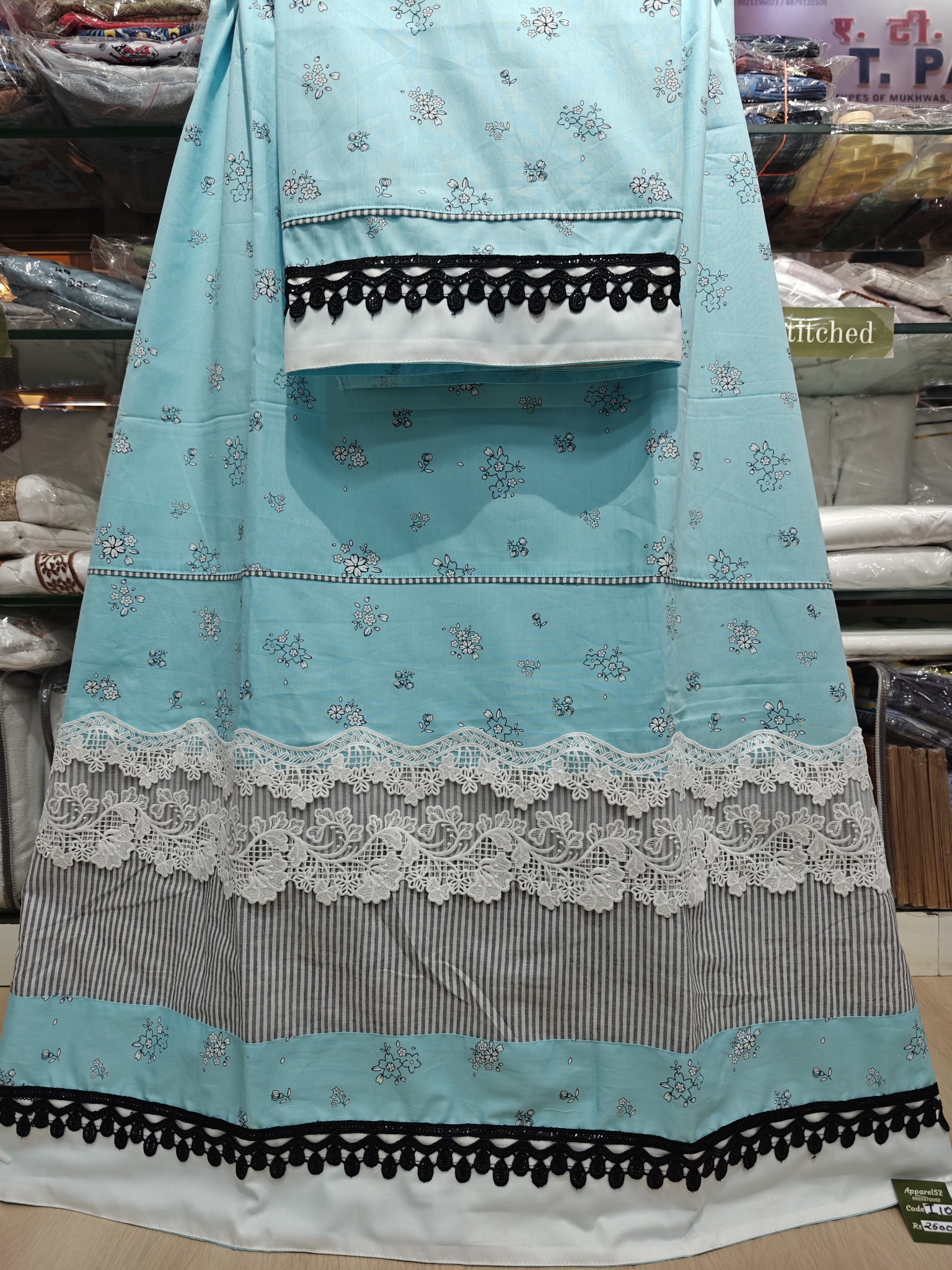  Light Blue Cotton Fabric Rida